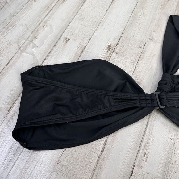 Good American Bali Bikini Top 7 4XL Plus One Shoulder Black Bandeau NWOT - Picture 5 of 11